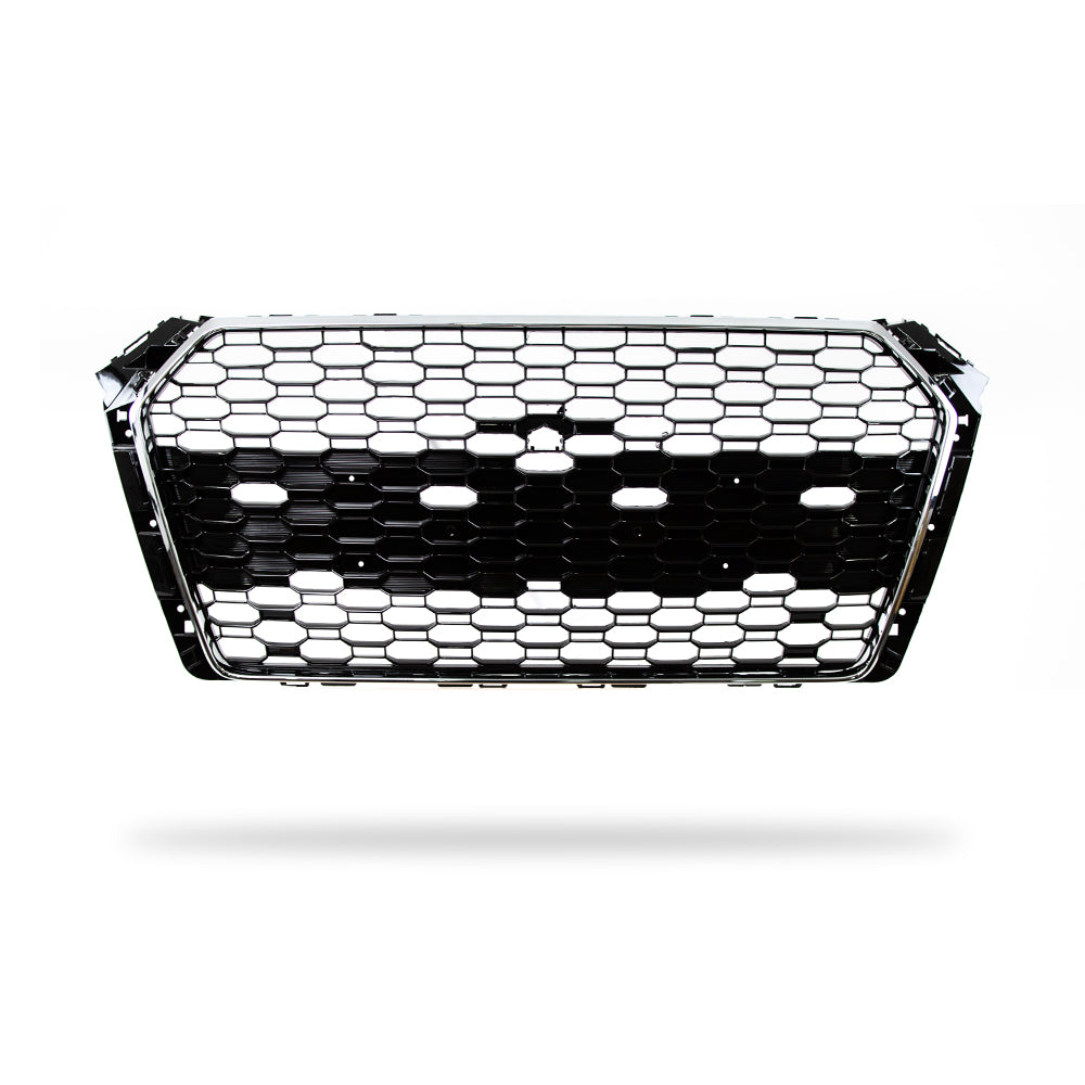 Audi A4 B9 Grill Gloss Black Honeycomb Badgeless Style – Carbon Accents