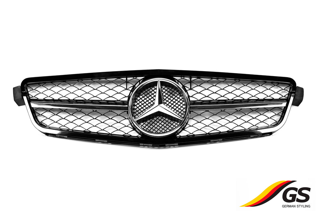 Mercedes C-Class Grille in Gloss Black with Chrome Trim