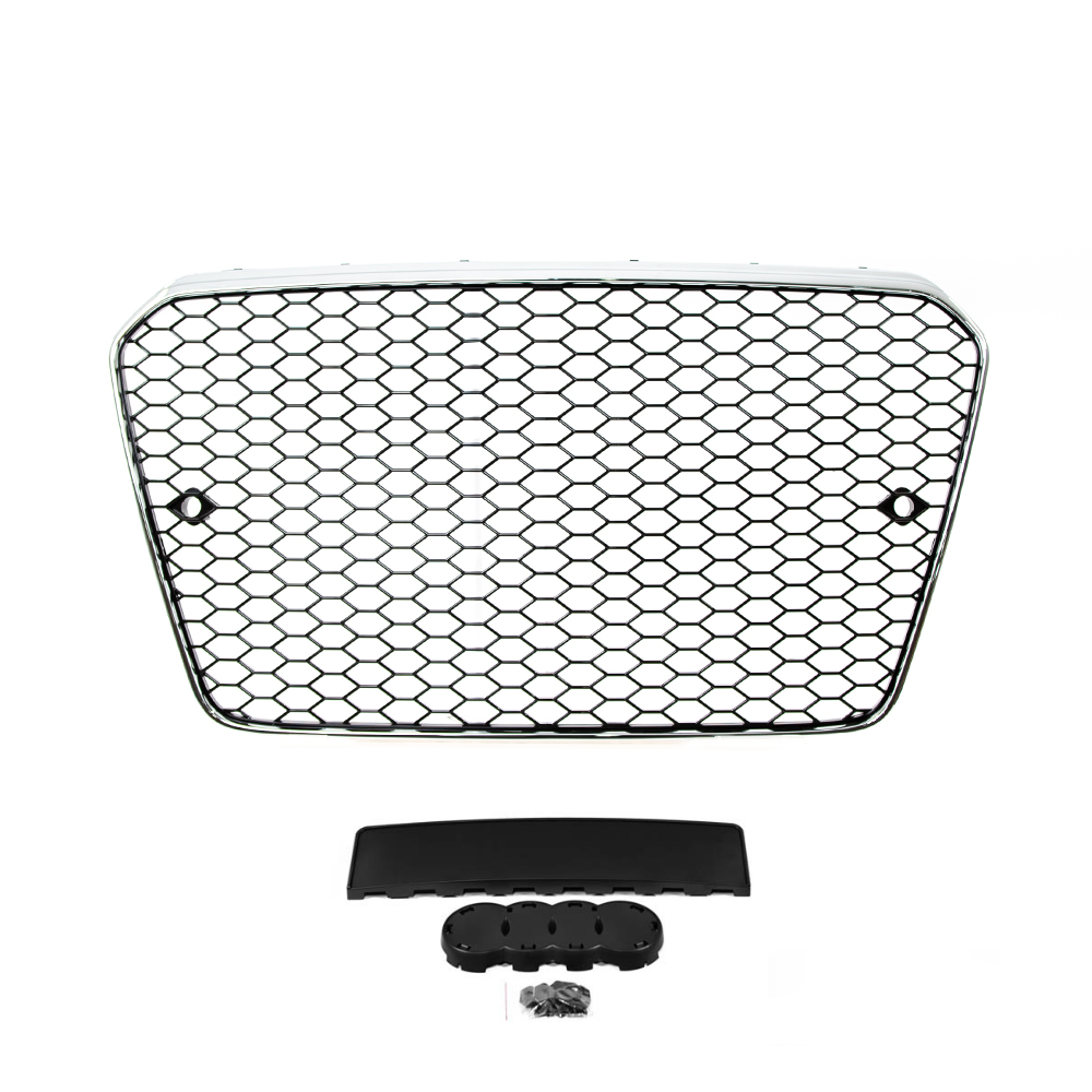 A5 (2013-2016) Honeycomb Grille - Gloss Black & Chrome Trim