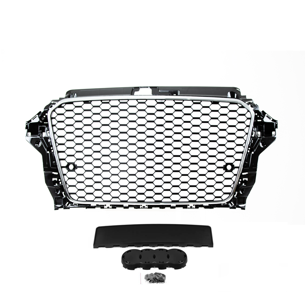 A3 (2013-2016) Honeycomb Grille - Gloss Black & Chrome