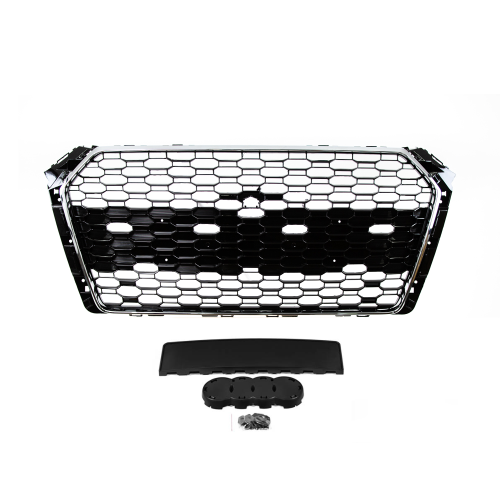 A4  (2017-2019) Honeycomb Grille - Gloss Black & Chrome